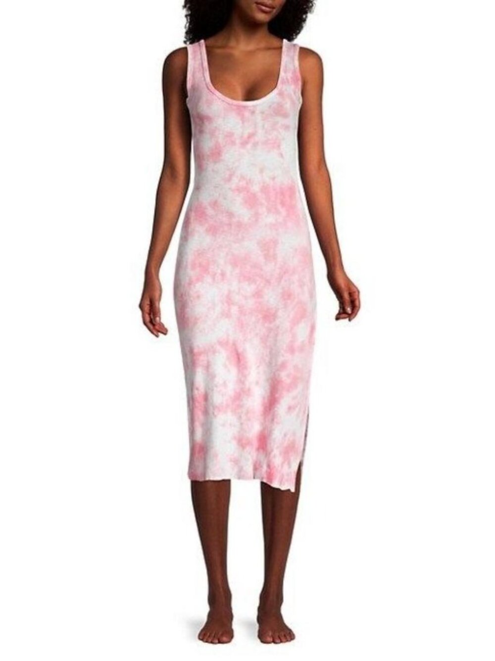 LoveShackFancy Citra Midi Pink Tie Dye Sundress Side Slit